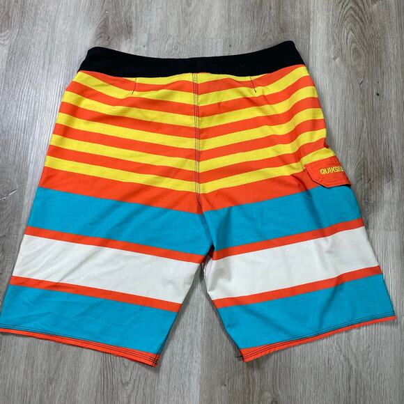 Quiksilver Boardshorts Mens 36 Surf Swim Trunks Striped Drawstring Pocket - Picture 9 of 10